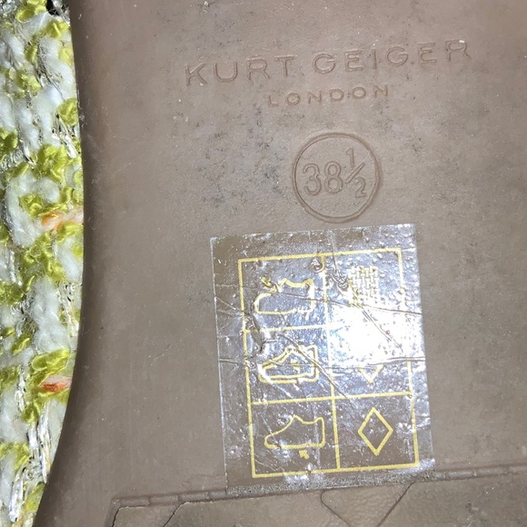 Kurt Geiger Esme Ballet flats yellow Tweed cap toe bow Sz 38.5 (8) - Picture 4 of 6